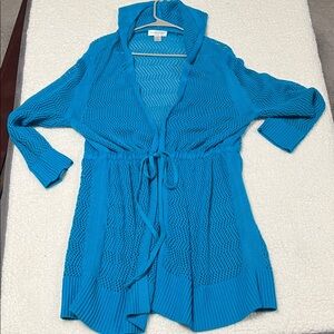 Christopher & Banks Cotton Mesh Hooded Cardigan xl great swim cover up!!!